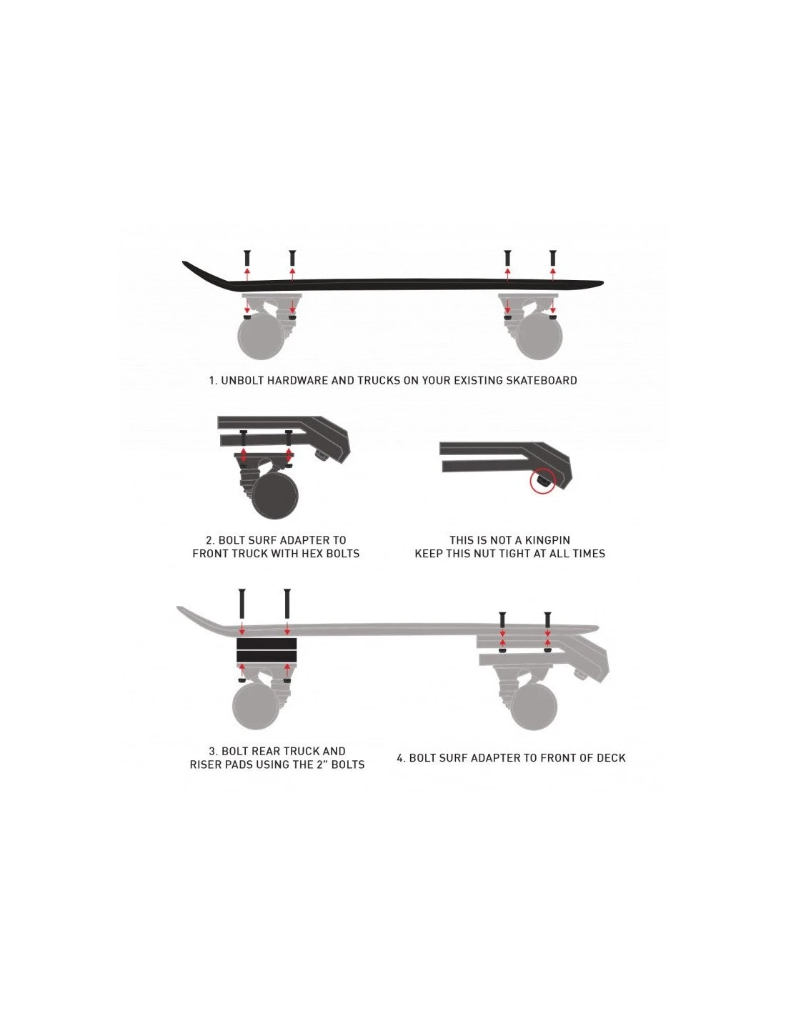 Adattatore WATERBORNE Truck Skateboard Trasforma Truck In Surfskate Grey 4 Adattatore WATERBORNE Truck Skateboard Trasforma Truck In Surfskate Grey - immagine 4