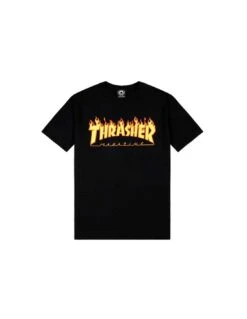 Maglietta T-Shirt THRASHER Magazine Logo Flame Black