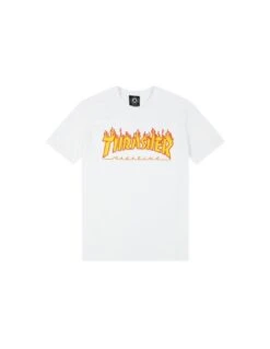 Maglietta T-Shirt THRASHER Magazine Logo Flame White